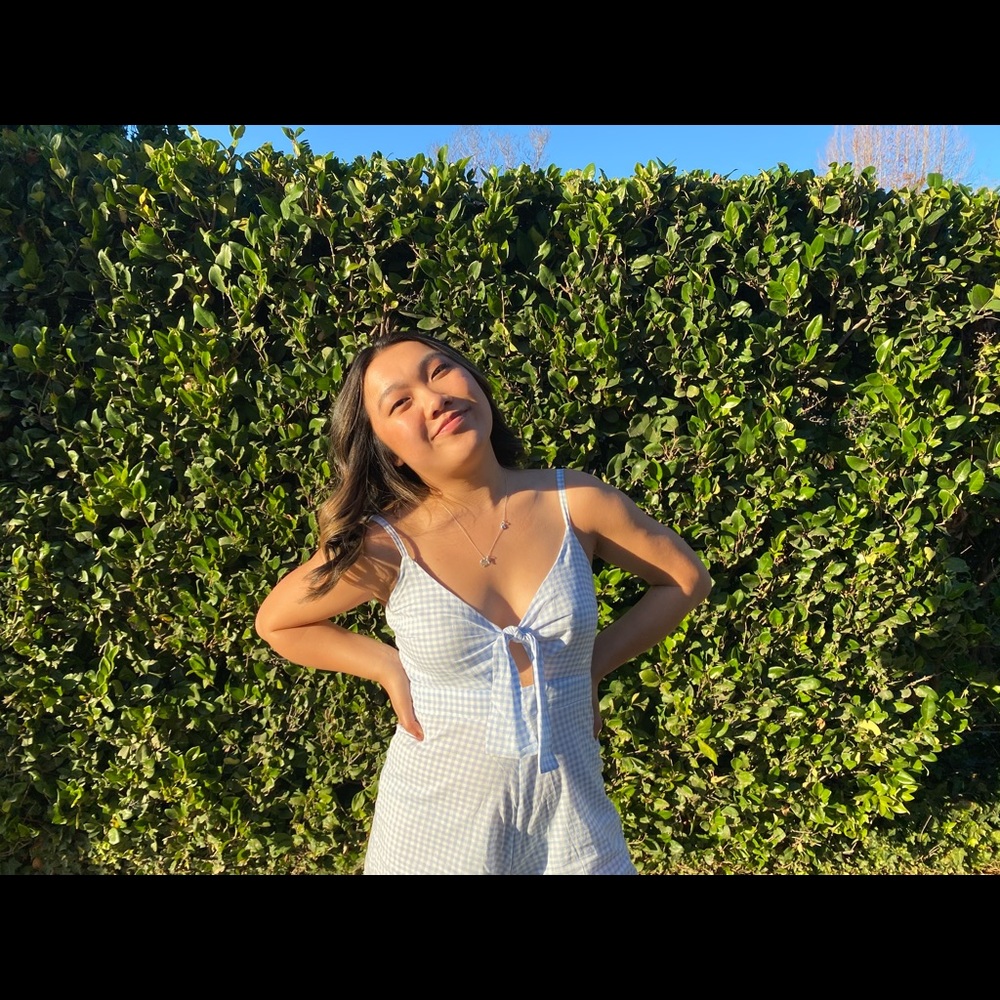 Plaid tie up romper